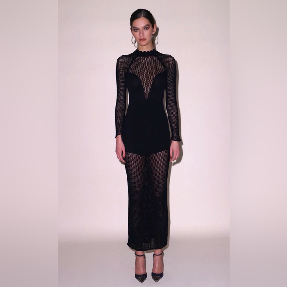 Fleur du Mal Scalloped Pointelle Knit Dress